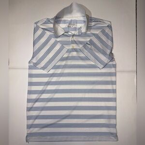 Nike Men's White and Blue Striped Polo Shirt